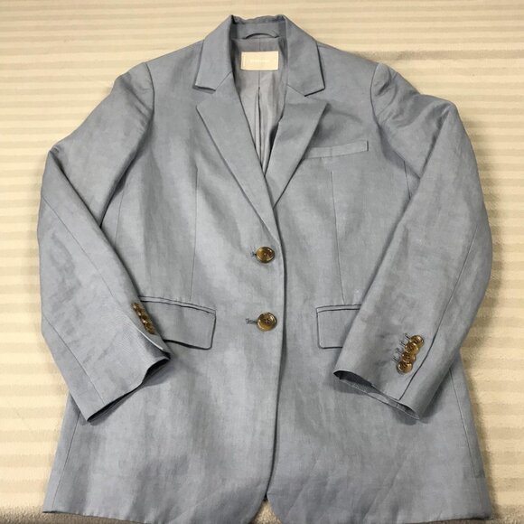 Everlane Blazer Womens 00 Light Blue Linen Blend 2 Button Tailored Office Career - Picture 1 of 9